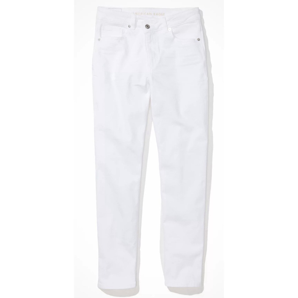 American Eagle Mom Straight Jeans Stretch Bright‎ White Women's Sz-000 Reg